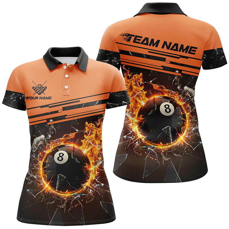 Orange 3D Printed Women's Billiard Team Jersey T1804