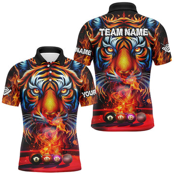 Men's 3D Printed Fire Tiger Billiard Shirt T2014
