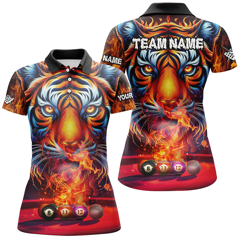 Women's 3D Printed Fire Tiger Billiard Shirt T2014