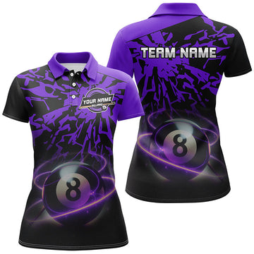 Custom Purple 8 Ball Pool Shirt for Women - Short Sleeve T2485