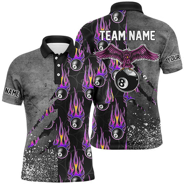 Custom Flame Grey Grunge Billiard Polo Shirt for Men T0731