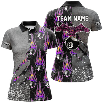 Flame Grey Grunge Billiard Polo Shirt for Women T0731