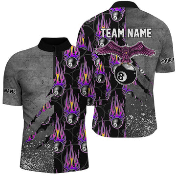Men's Flame Grey Grunge Billiard Quarter-Zip Shirt T0731