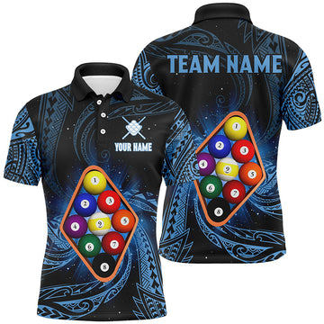 Men's Blue Tribal 9-Ball Pool Shirt T2234
