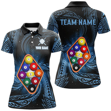 Women's Blue Tribal 9-Ball Pool Shirts T2234