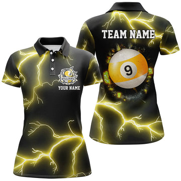 Custom Yellow 9-Ball Pool Women's Polo Shirt T1243