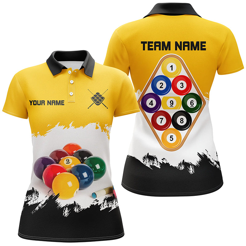 Women's Yellow 9 Ball Pool Team Shirts T1831