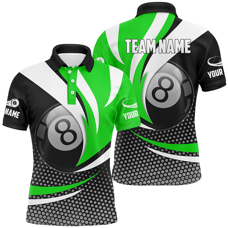 3D Green Polo Shirt for Men - Personalised 8 Ball Billiards Gift T0153