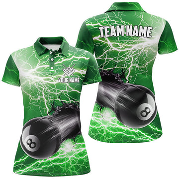 Green Women's 8 Ball Pool Polo Shirt T0968