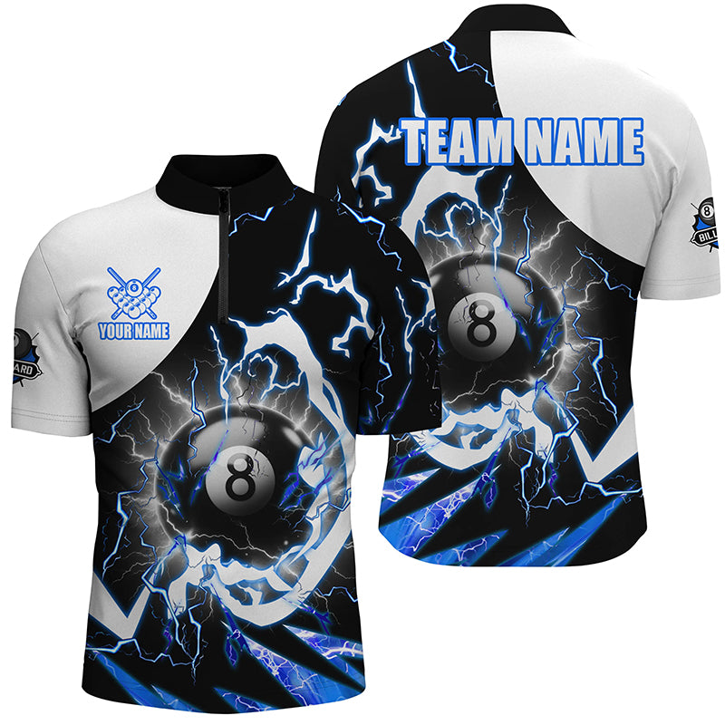 Custom Thunder Blue 8 Ball Pool Men's Quarter-Zip Jersey T1509