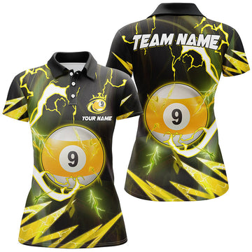 Custom Yellow Pool Polo Shirt for Women - Billiards Team T0413