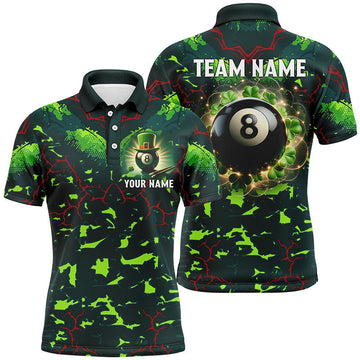 Men's 3D Billiard Polo Shirt - Shamrock Design for St Patrick's Day T1138