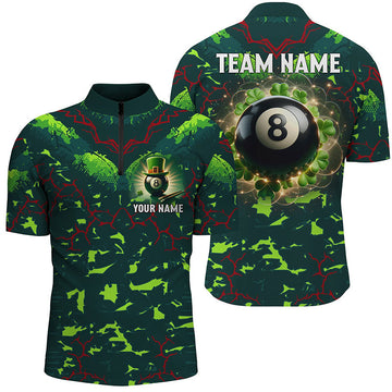 Men's 3D Billiard 8 Ball Shamrock Quarter-Zip Shirt T1138