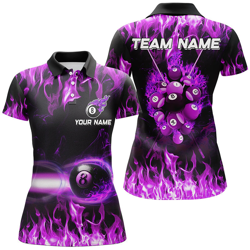 Personalised 3D Women's Purple 8 Ball Polo Shirt T0445