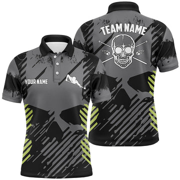 Personalised Men's Black & Green Skull Polo Shirt T0243