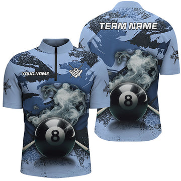 8 Ball Pool Custom Blue Camo Men's Quarter-Zip Shirt T1014
