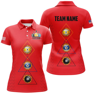 Women's Red Billiard Team Jersey Shirt T2124