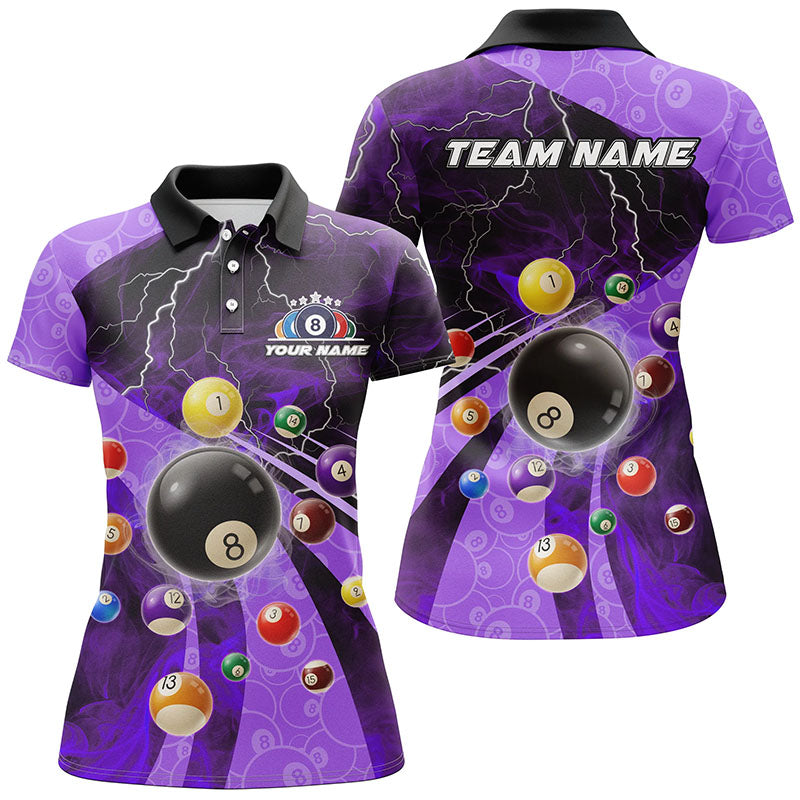 Women's Purple 3D Lightning Pool Shirt T2379