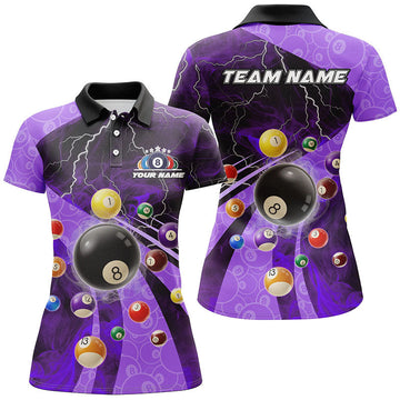 Women's Purple 3D Lightning Pool Shirt T2379