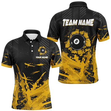 Men's Yellow & Black 8-Ball Pool Shirt T1934