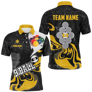 Custom Yellow & Black 9 Ball Pool Shirts for Men T1936