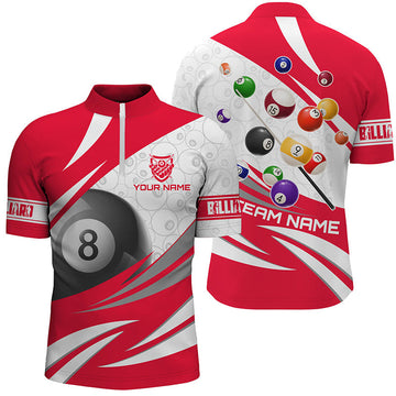 Men's Custom Red 3D Pool Quarter-Zip Shirt T1171