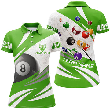 Women's Custom Green 8-Ball Pool Polo Shirt T1172