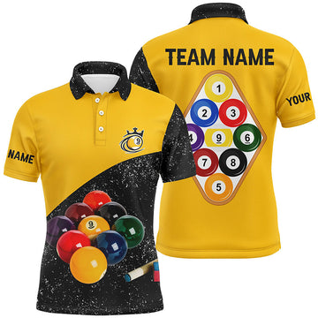 Men's Black Grunge 9 Ball Pool Polo Shirt T1062