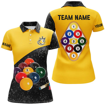 Personalised Black Grunge Women's 9 Ball Pool Polo Shirt T1062
