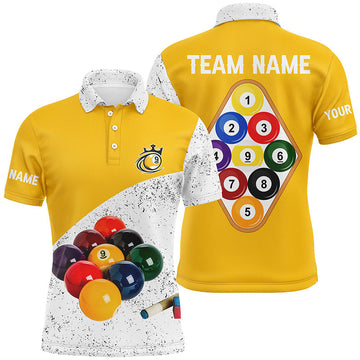 Men's White Grunge 9 Ball Pool Polo Shirt T1063