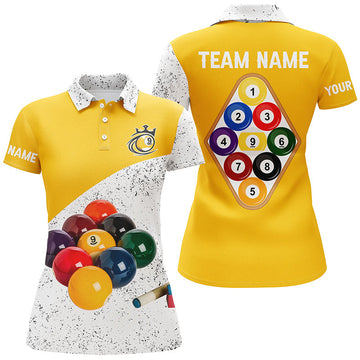 Women's 9 Ball Pool Polo Shirt - White Grunge T1063