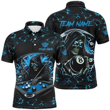 Men's Custom Blue Skeleton 8-Ball Pool Jersey T2161