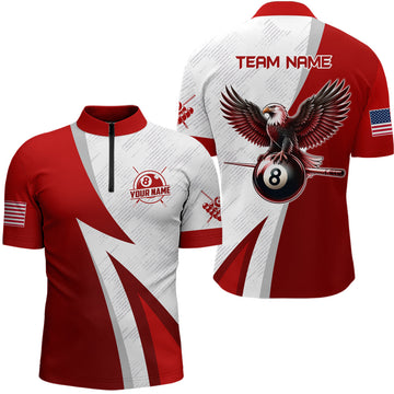 Personalised Red Billiards Men's Quarter-Zip Shirt T1070