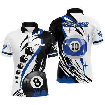 Men's Custom Billiards Polo Shirts - 8 & 10 Ball T1078