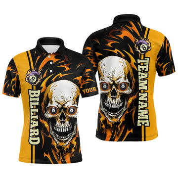 Custom Yellow Billiard Skull 3D Men's Polo Shirt T0345