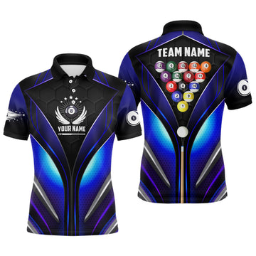 Men's Blue Custom Snooker Shirts T0353