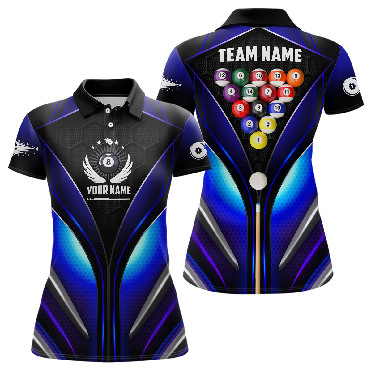 Women's Custom Snooker Shirts - Blue Billiard Jerseys T0353