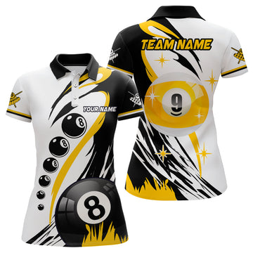 Personalised Billiard Polo Shirts for Women - 8 & 9 Ball Custom Team Jerseys T1229
