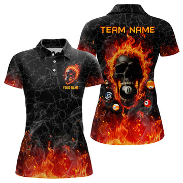 Billiards Flame Skull Pool Shirt for Women T1826