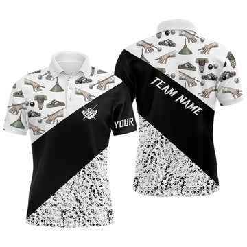 Men's Custom Grunge Black & White Billiard Polo Shirt T0732