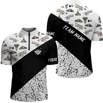 Custom Grunge Black & White Billiard Men's Quarter-Zip Shirt T0732