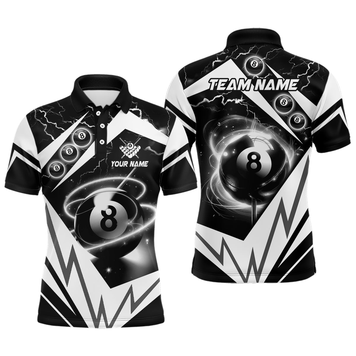 White 8 Ball Pool Jersey for Men - Custom Polo Shirt T1488