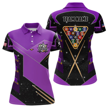 Women's Purple 8 Ball Pool Billiard Shirt T2295