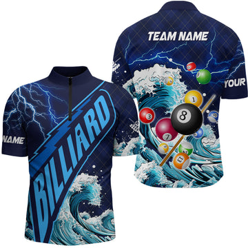 Men's Custom Billiard Waves Quarter-Zip Shirt T1132