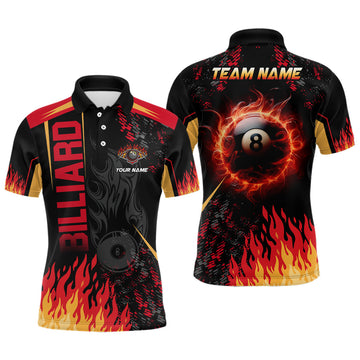 Men's 3D Printed Flame Billiard Polo Shirt T0417