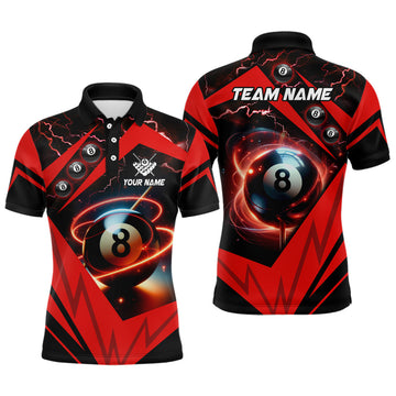 Men's Custom Red 8-Ball Pool Polo Shirt T0989