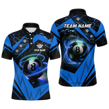 Men's Custom Blue 8 Ball Pool Polo Shirt T0990
