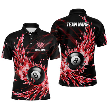 Men's 3D Red Frozen Ice Billiard Polo & Zip Shirt T1705