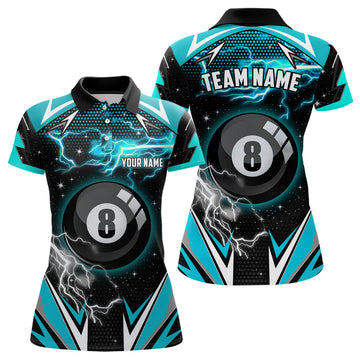 Women's Custom Turquoise 8 Ball Pool Jerseys T1933