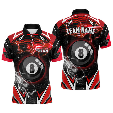 Men's Custom 8 Ball Pool Billiard Polo Shirts T0460